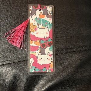 Cute Cat Bookmark with Pink Tassel